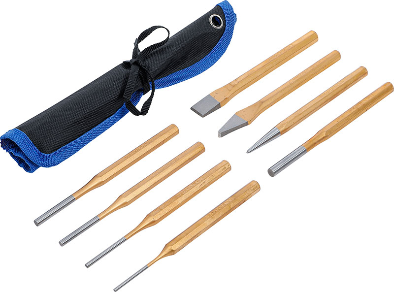 Set Scalpelli E Punzoni Con Paramano In Acciaio Cr-V, 6 Pezzi Per Falegnameria E Modellismo