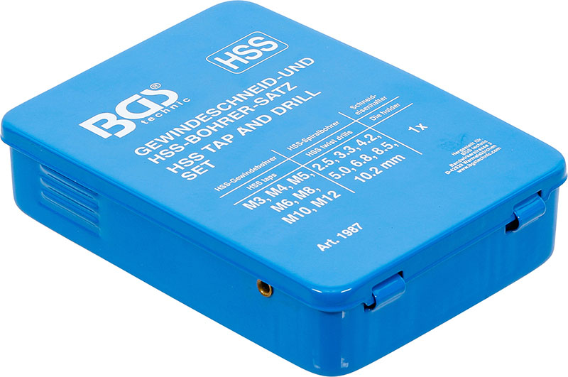 VÖLKEL Set Di Maschi In HSS Con Codolo Esagonale 1/4 | Filettatura Metrica ISO M3-M10 | 6 Pezzi In Custodia Plastica