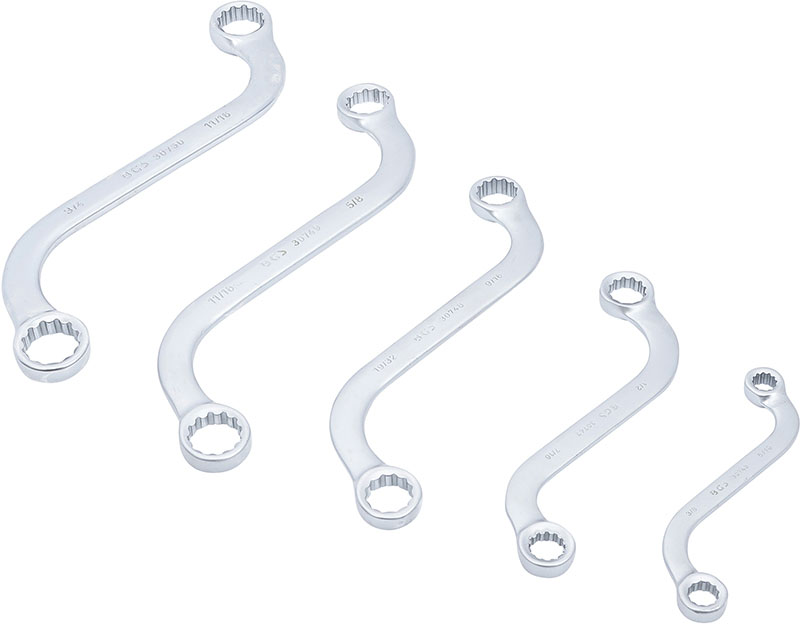 Set Chiavi Tendicinghia Curve 5 Pezzi - 13, 15, 16, 17, 19 Mm Per Officina E Meccanica