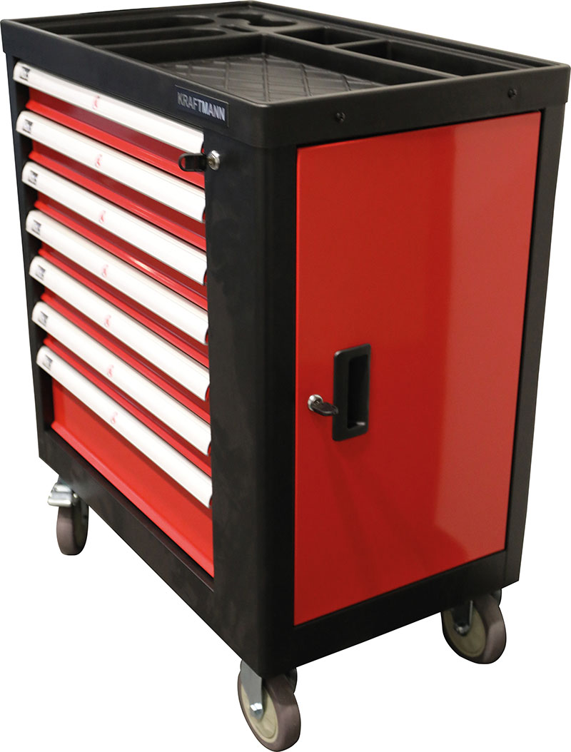Carrello Portautensili Con Ruote E Serratura | 5 Cassetti + Armadietto | Struttura In Metallo | Rimovibile 2 In 1 | Arancione