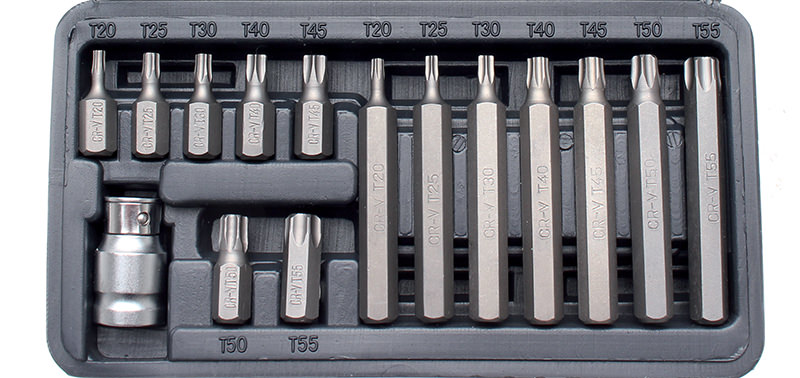 PDR* Set kit 15 inserti torx chiavi con adattatore da 1/2" attacco 10mm